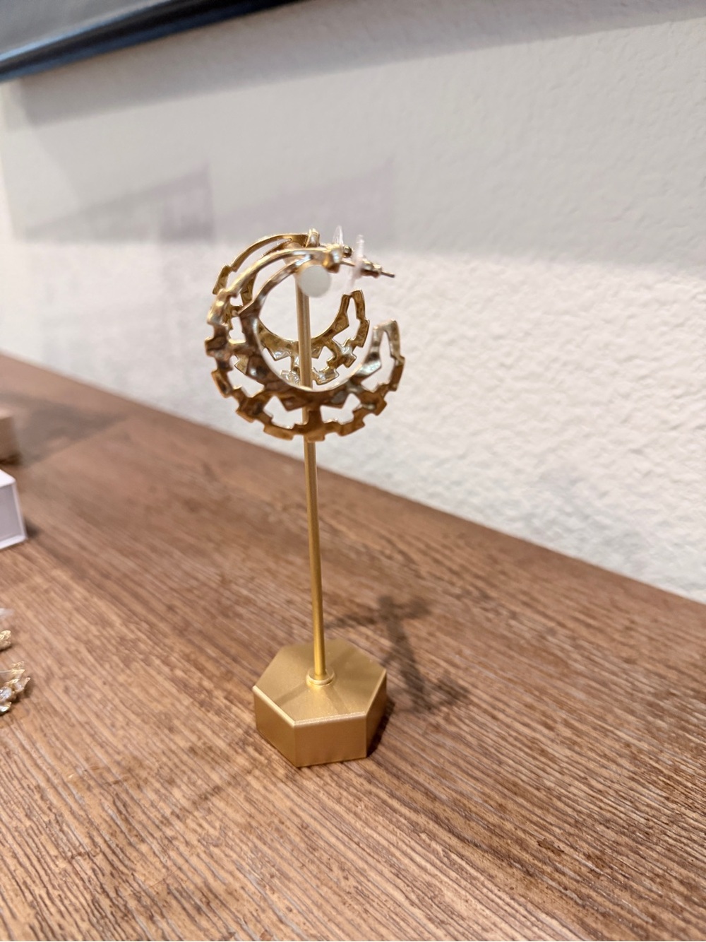 Statement Earrings. Gold Crescent Star Earring